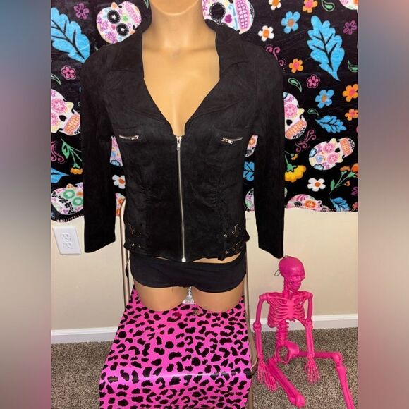 Suede Long Sleeve Buckle Jacket - Picture 1 of 4